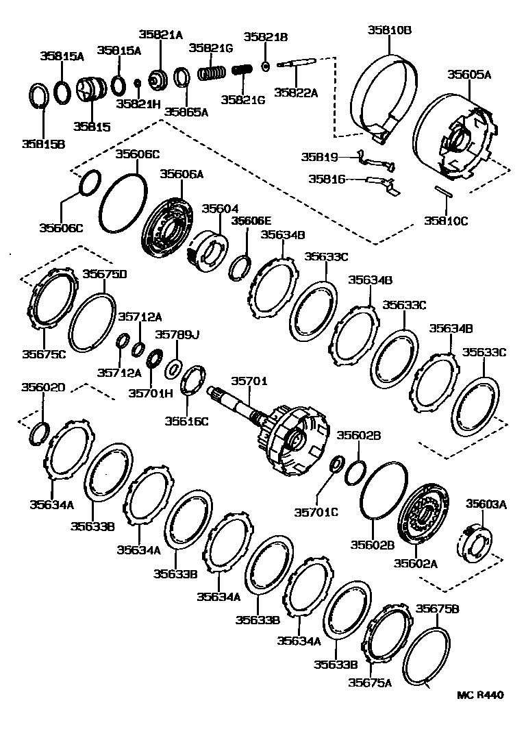 Toyota COROLLA 制动带和多片式离合器(ATM) EPC diagram — MCR440