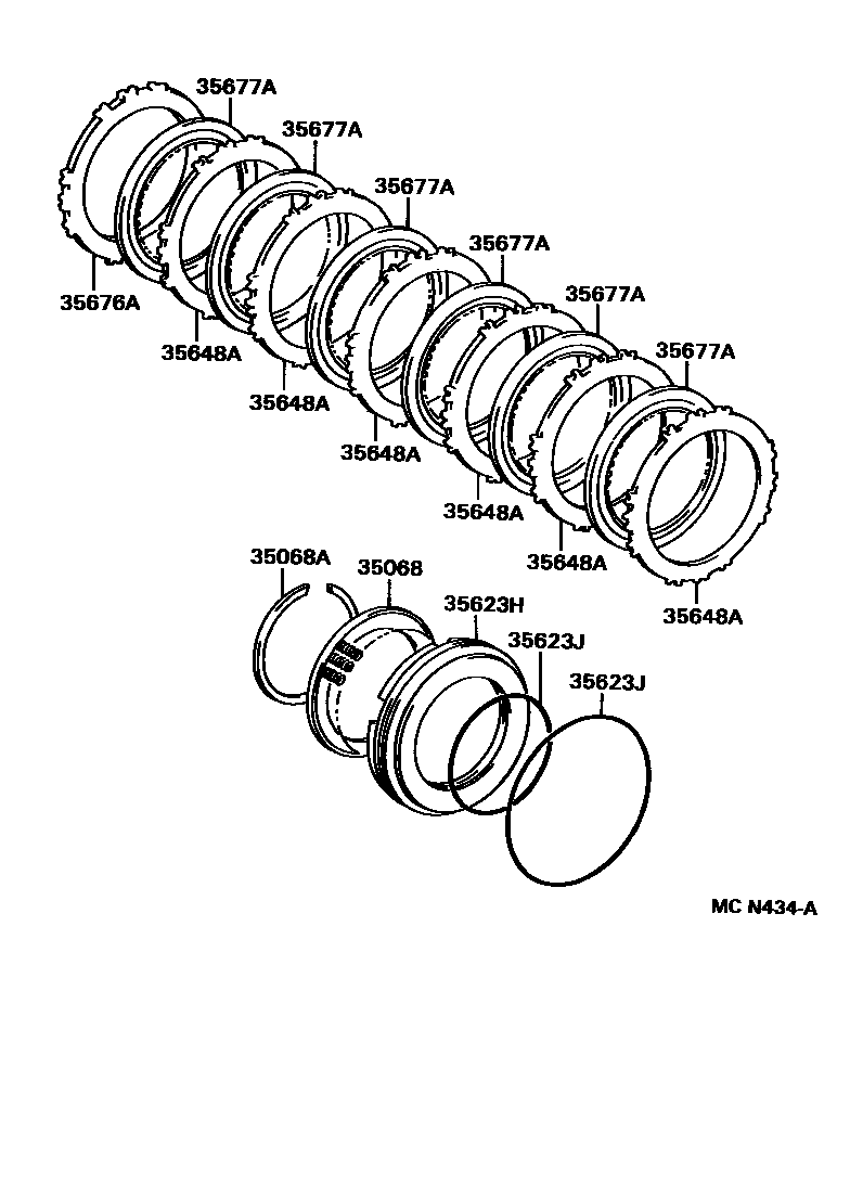 Toyota COROLLA 3号制动器、一档和倒档制动器(ATM) EPC diagram — MCN434A