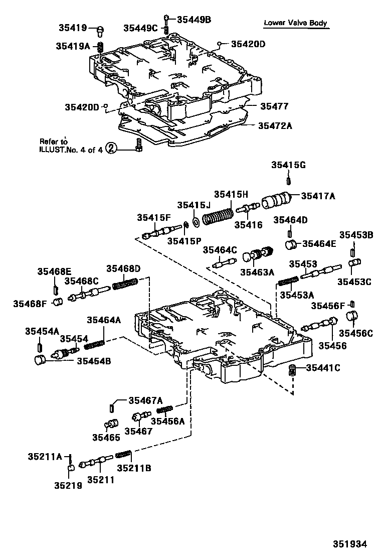 Toyota COROLLA 阀体和滤油网(ATM) EPC diagram — 351934