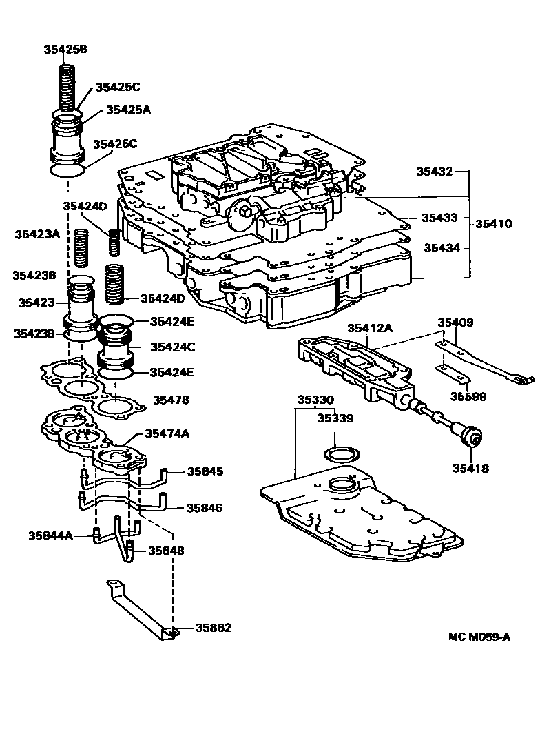 Toyota COROLLA 阀体和滤油网(ATM) EPC diagram — MCM059A