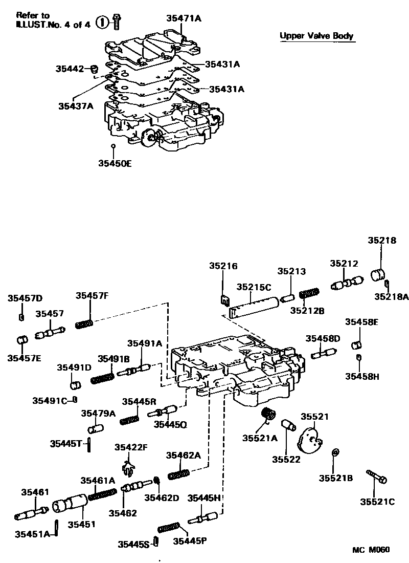 Toyota COROLLA 阀体和滤油网(ATM) EPC diagram — MCM060