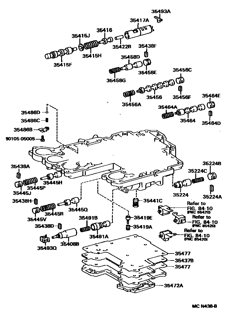Toyota COROLLA 阀体和滤油网(ATM) EPC diagram — MCN438B