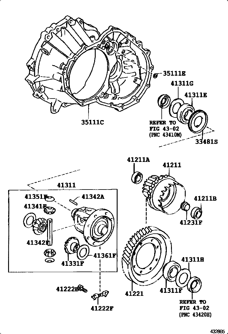 Toyota COROLLA 前桥壳和差速器 EPC diagram — 432865