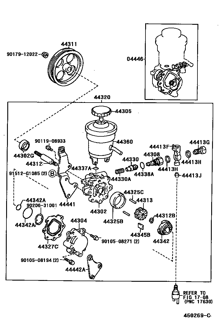 Toyota COROLLA 叶片泵和储油罐(动力转向) EPC diagram — 450269C