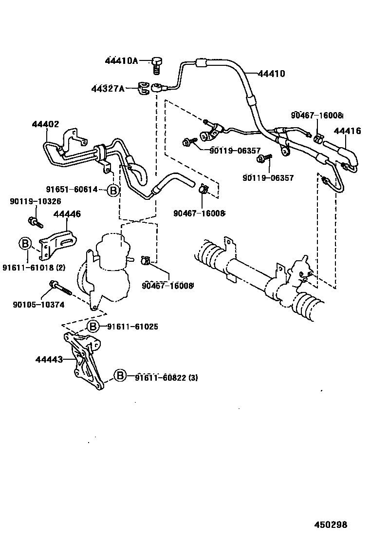 Toyota COROLLA 动力转向配管 EPC diagram — 450298