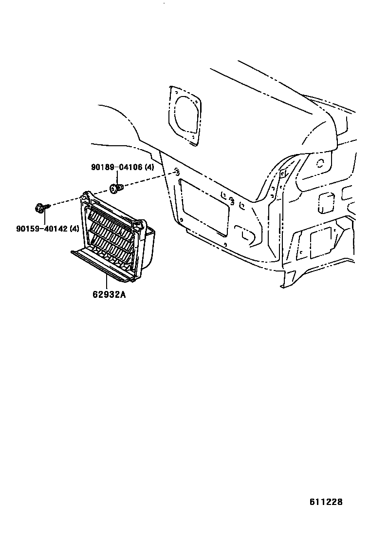 Toyota COROLLA 车侧通风装置 EPC diagram — 611228