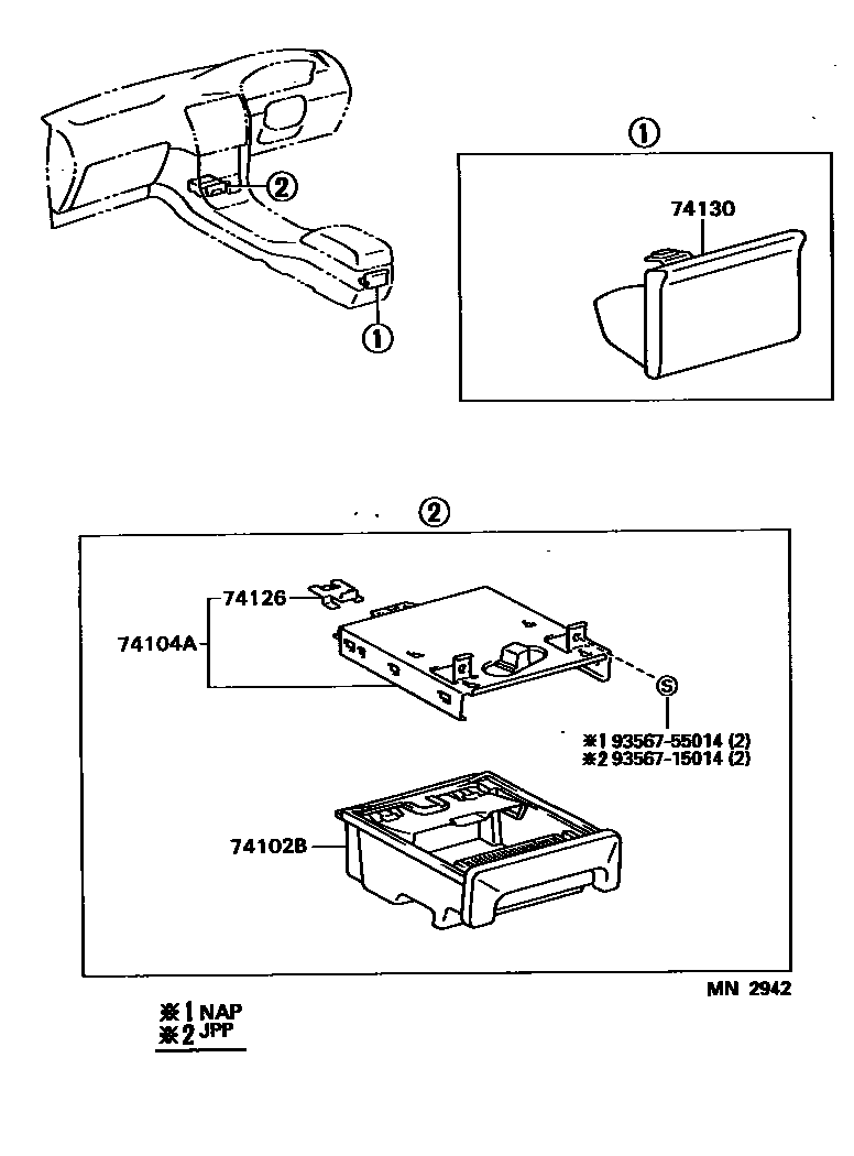 Toyota COROLLA 烟灰盒 EPC diagram — MN2942