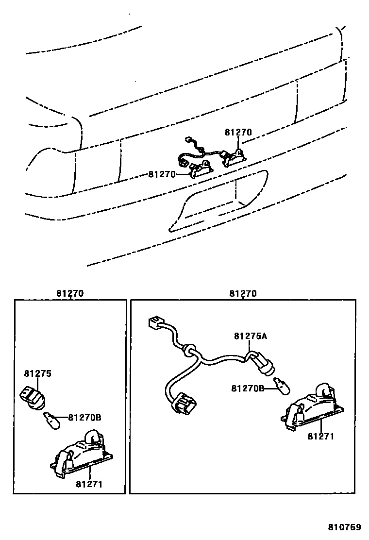 Toyota COROLLA 后牌照灯 EPC diagram — 810759