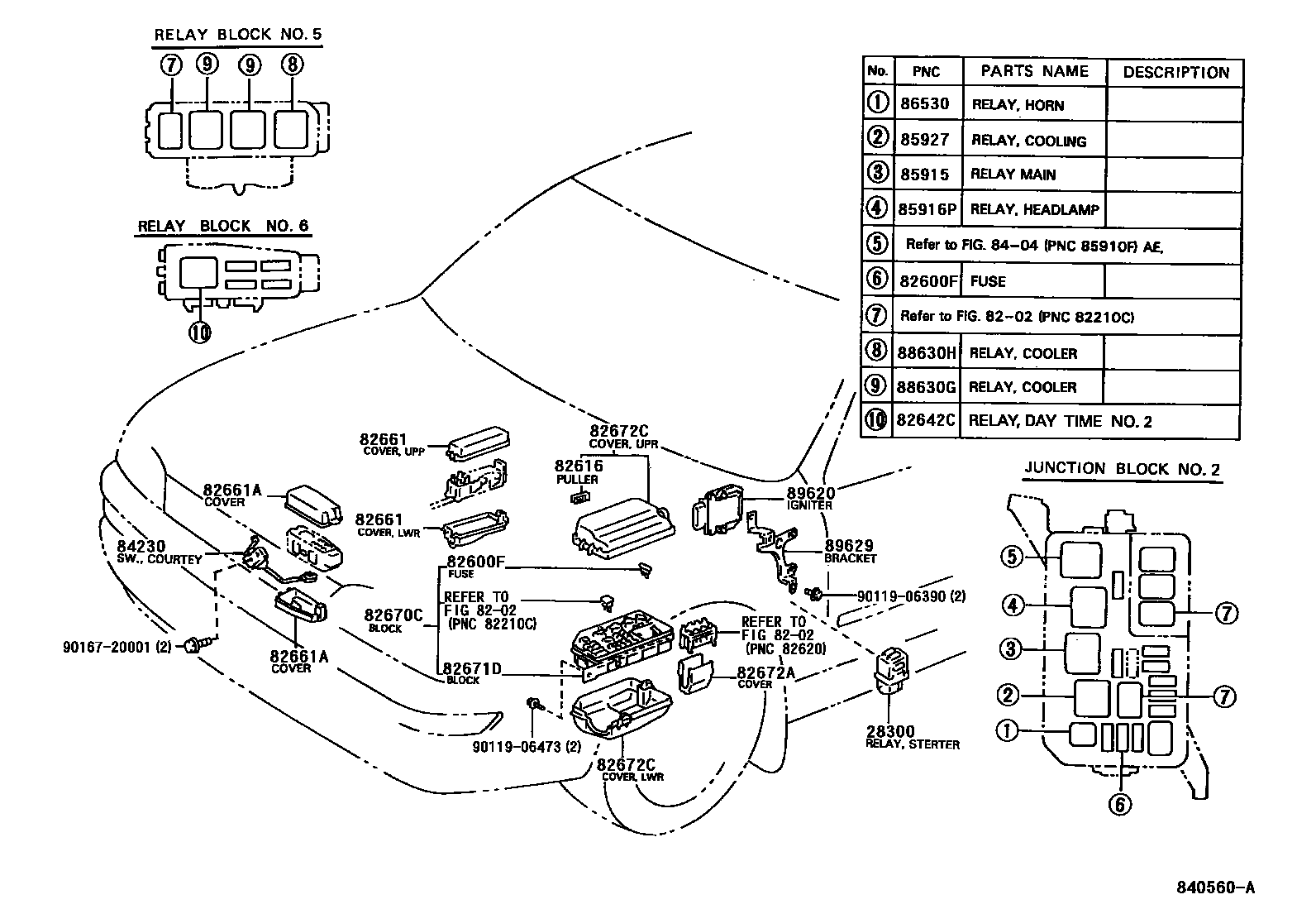 Toyota COROLLA 开关和继电器和ECU EPC diagram — 840560A