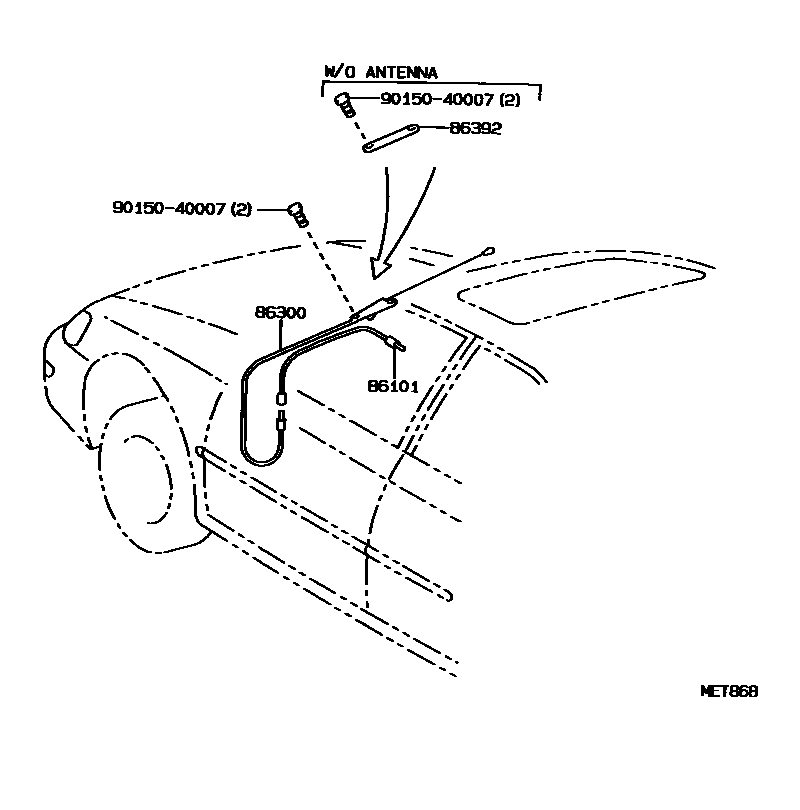 Toyota COROLLA antenna EPC diagram — MET868
