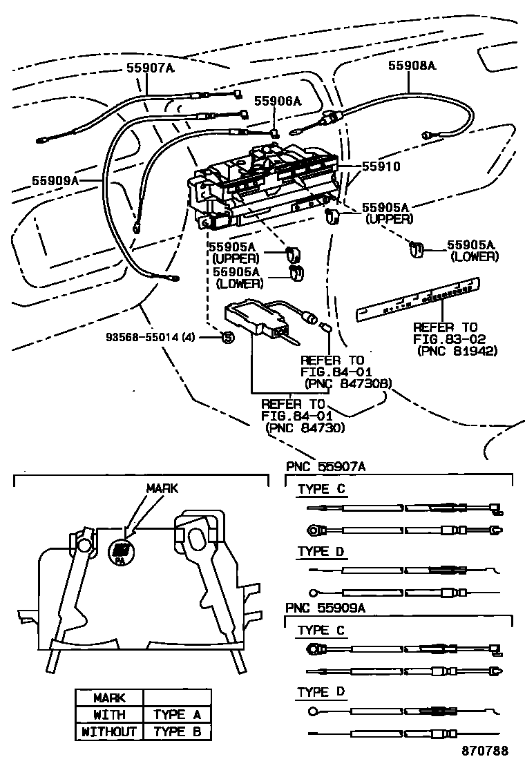 Toyota COROLLA 暖风和空调系统 - 控制器和风管 EPC diagram — 870788