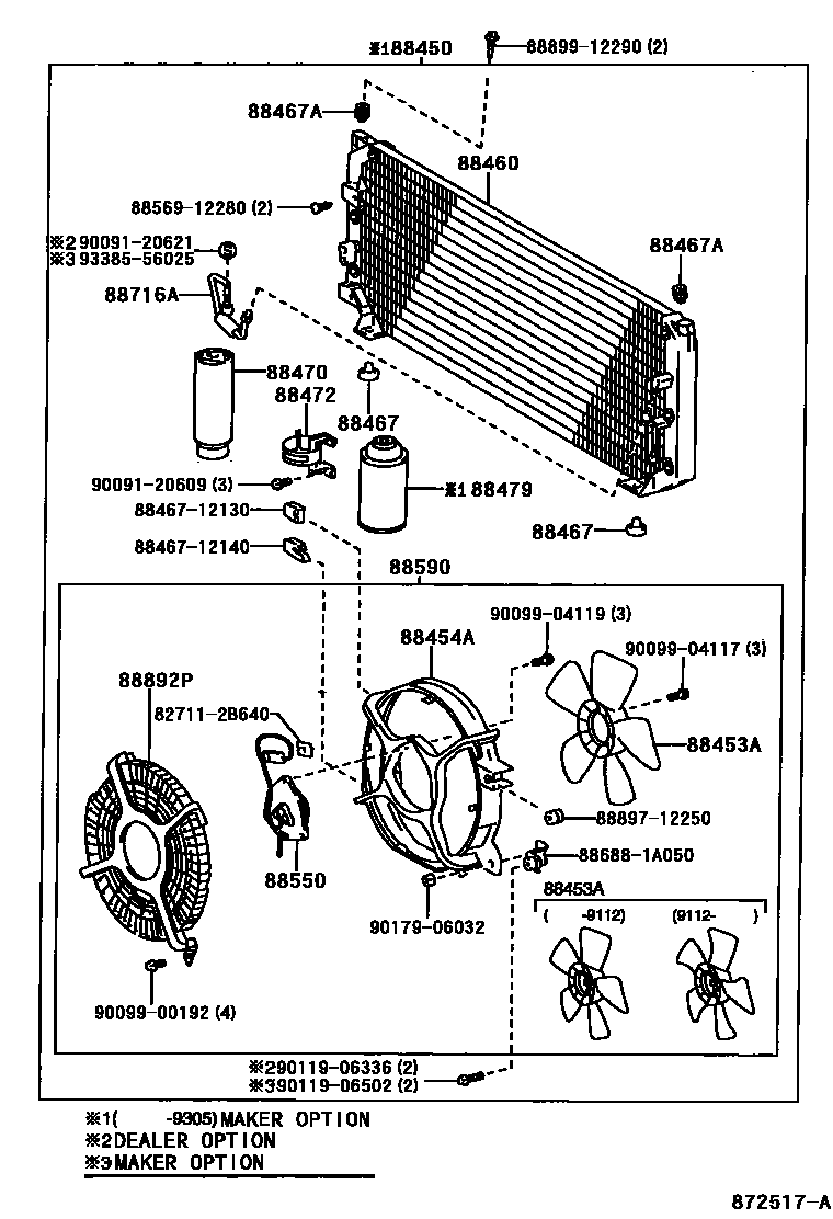 Toyota COROLLA Heating & Air Conditioning - Cooler Piping EPC diagram — 872517A