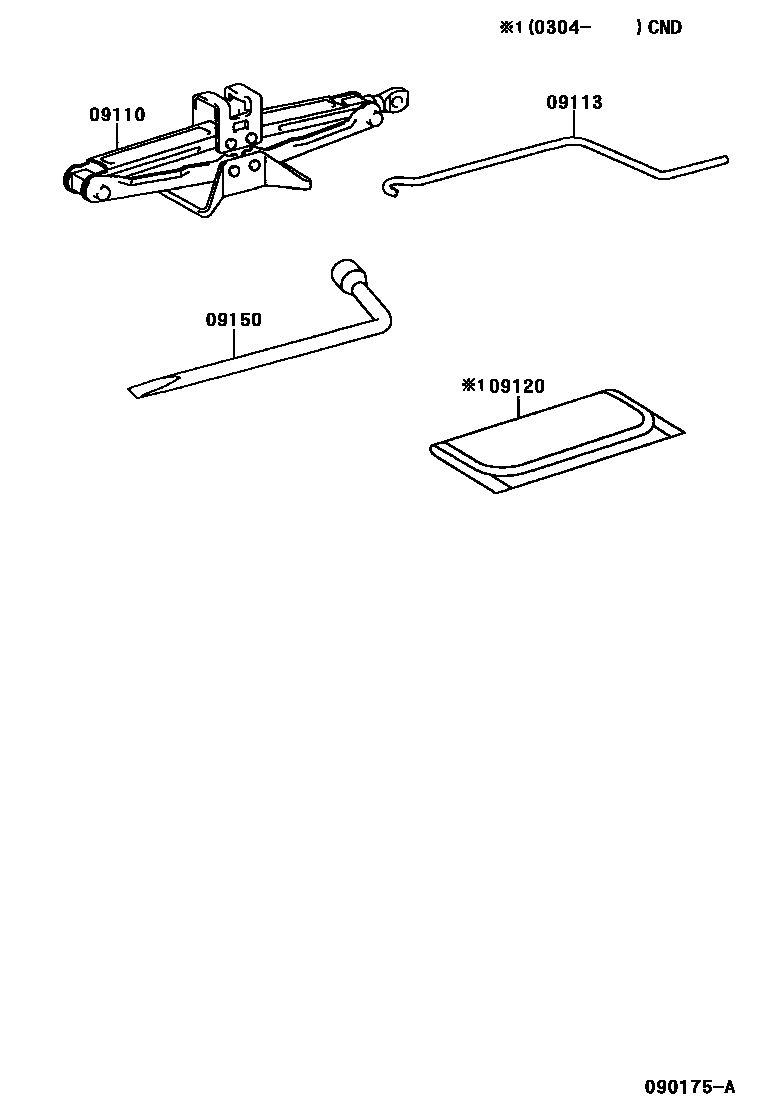 Toyota COROLLA Standard Tools EPC diagram — 090175A