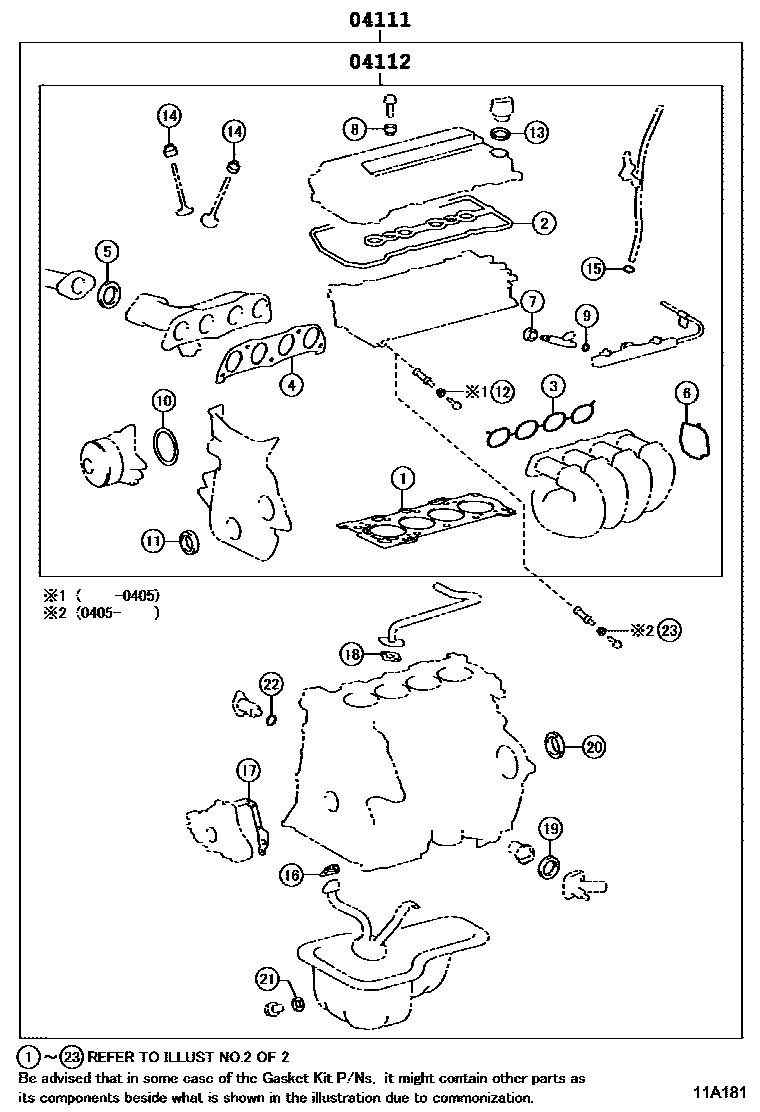 Toyota COROLLA Engine Overhaul Gasket Kit EPC diagram — 11A181
