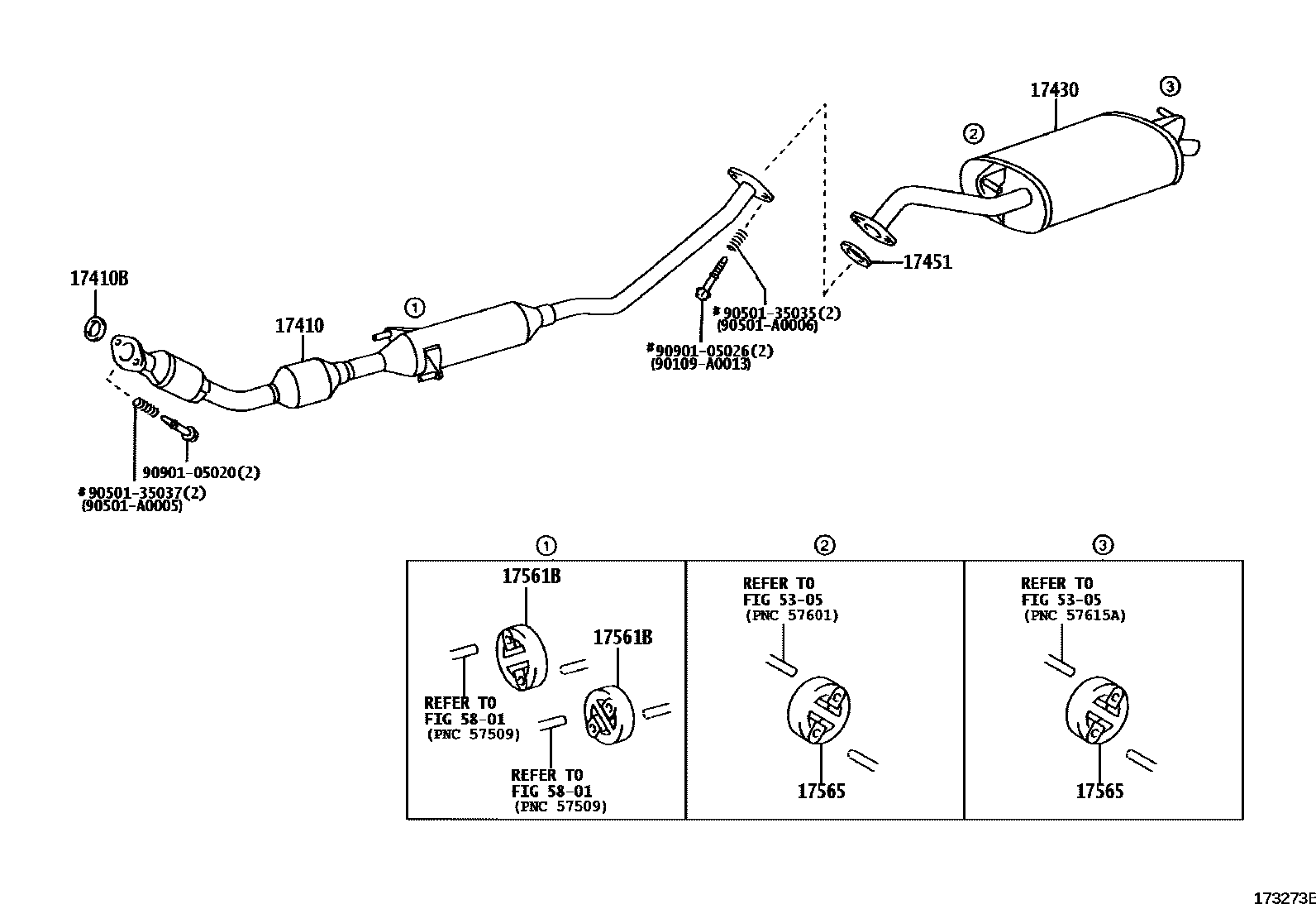 Toyota COROLLA Exhaust Pipe EPC diagram — 173273B