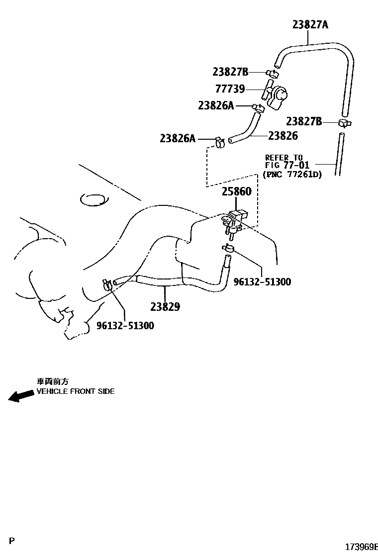Toyota COROLLA vacuum tube EPC diagram — 173969B
