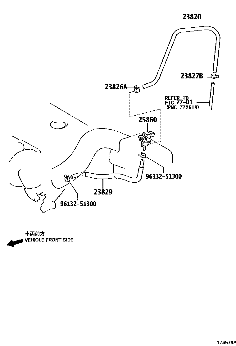 Toyota COROLLA vacuum tube EPC diagram — 174576A