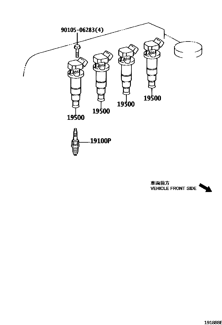 Toyota COROLLA 点火线圈和火花塞 EPC diagram — 191888B