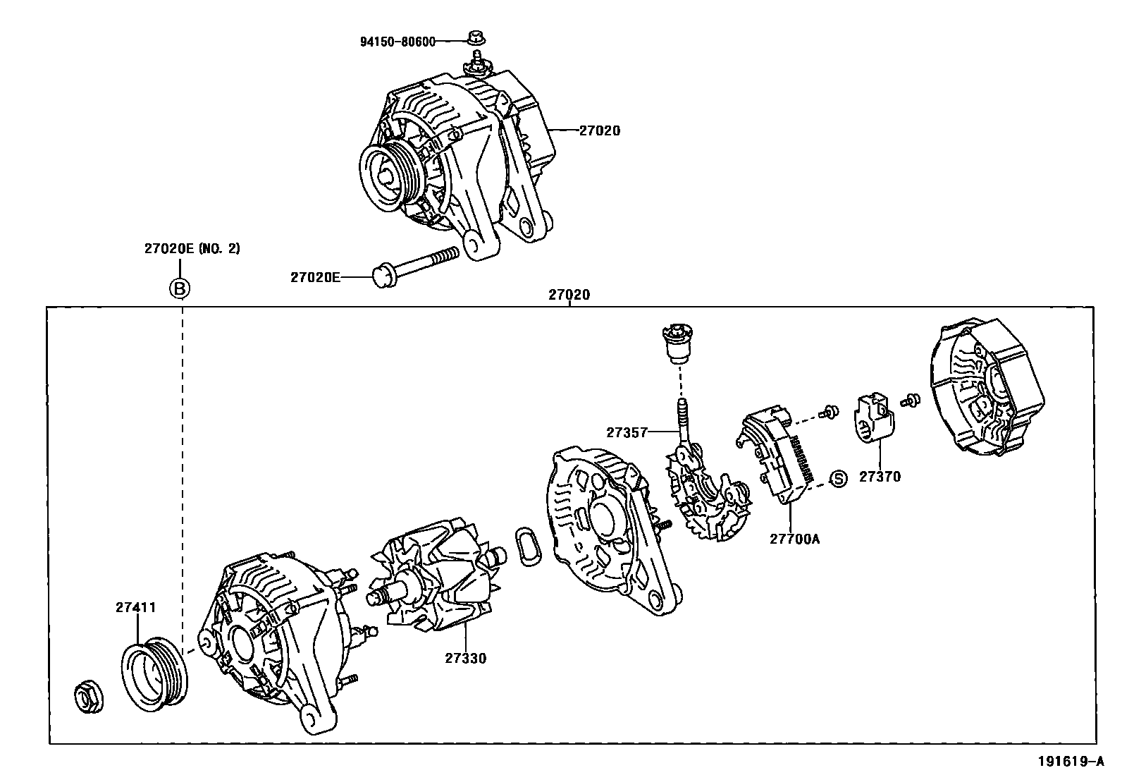 Toyota COROLLA Alternator EPC diagram — 191619A