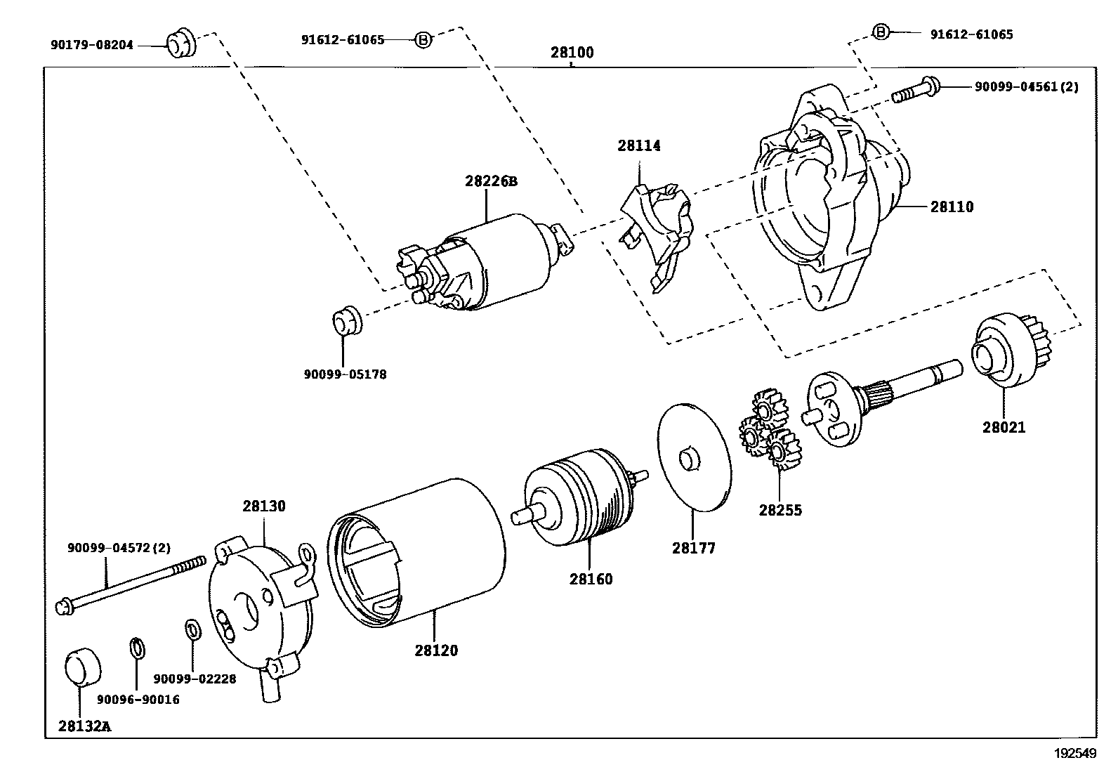 Toyota COROLLA 起动机 EPC diagram — 192549