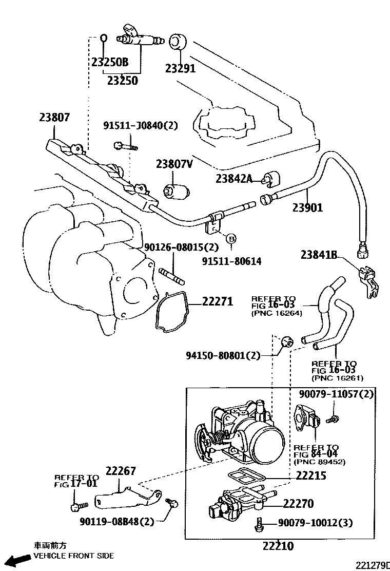 Toyota COROLLA 燃油喷射系统 EPC diagram — 221279D