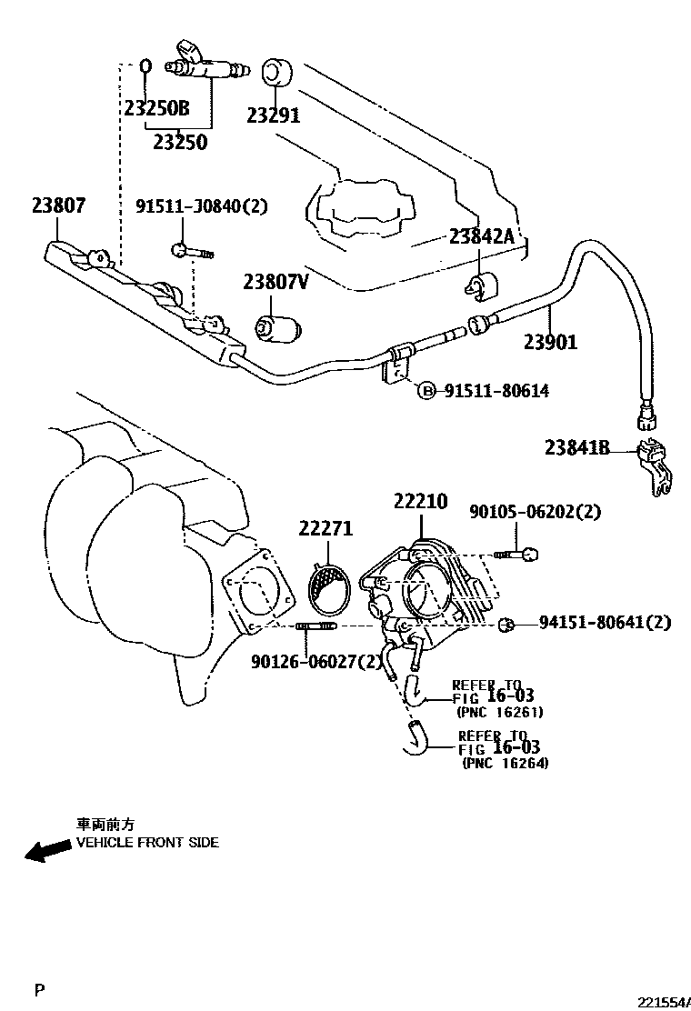 Toyota COROLLA 燃油喷射系统 EPC diagram — 221554A