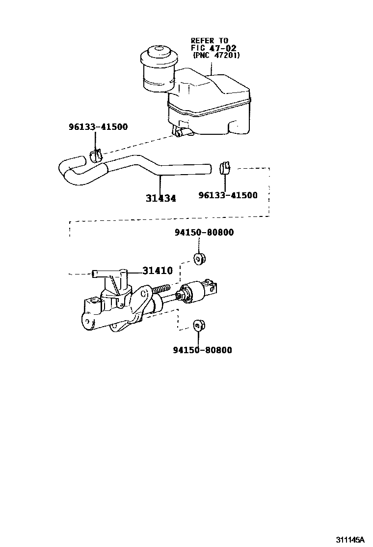 Toyota COROLLA 离合器总泵 EPC diagram — 311145A