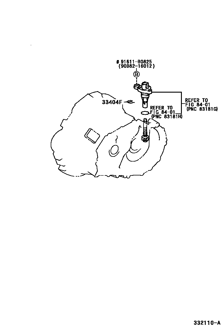 Toyota COROLLA 速度表从动齿轮(MTM) EPC diagram — 332110A
