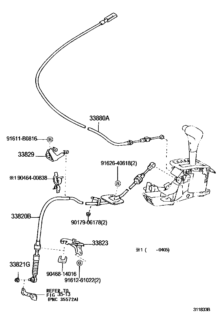 Toyota COROLLA Shift Lever & Retainer EPC diagram — 331833B