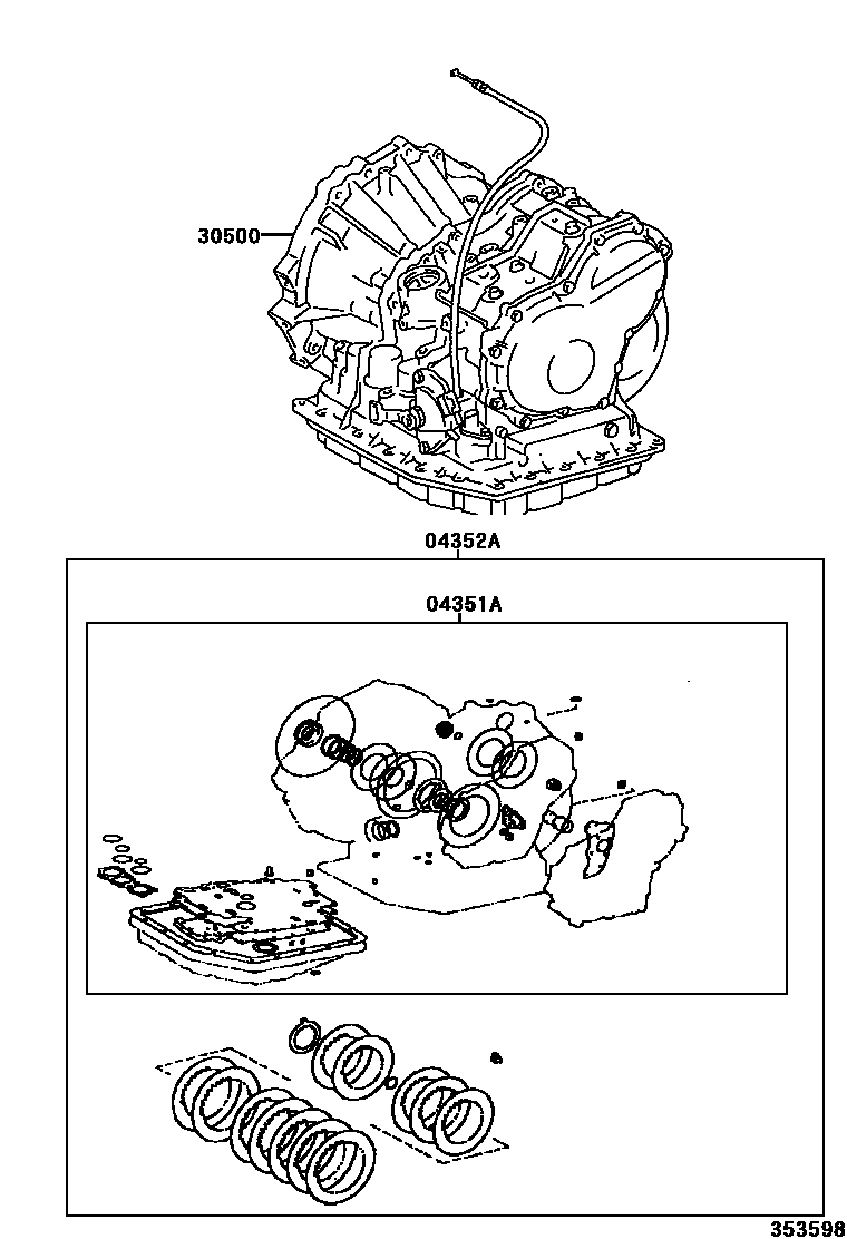 Toyota COROLLA 传动桥或变速器总成和衬垫组件(ATM) EPC diagram — 353598