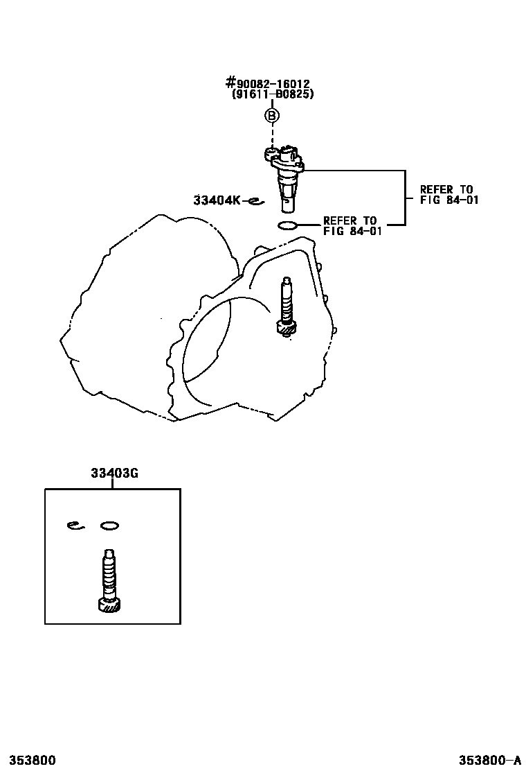 Toyota COROLLA 速度表从动齿轮(ATM) EPC diagram — 353800A