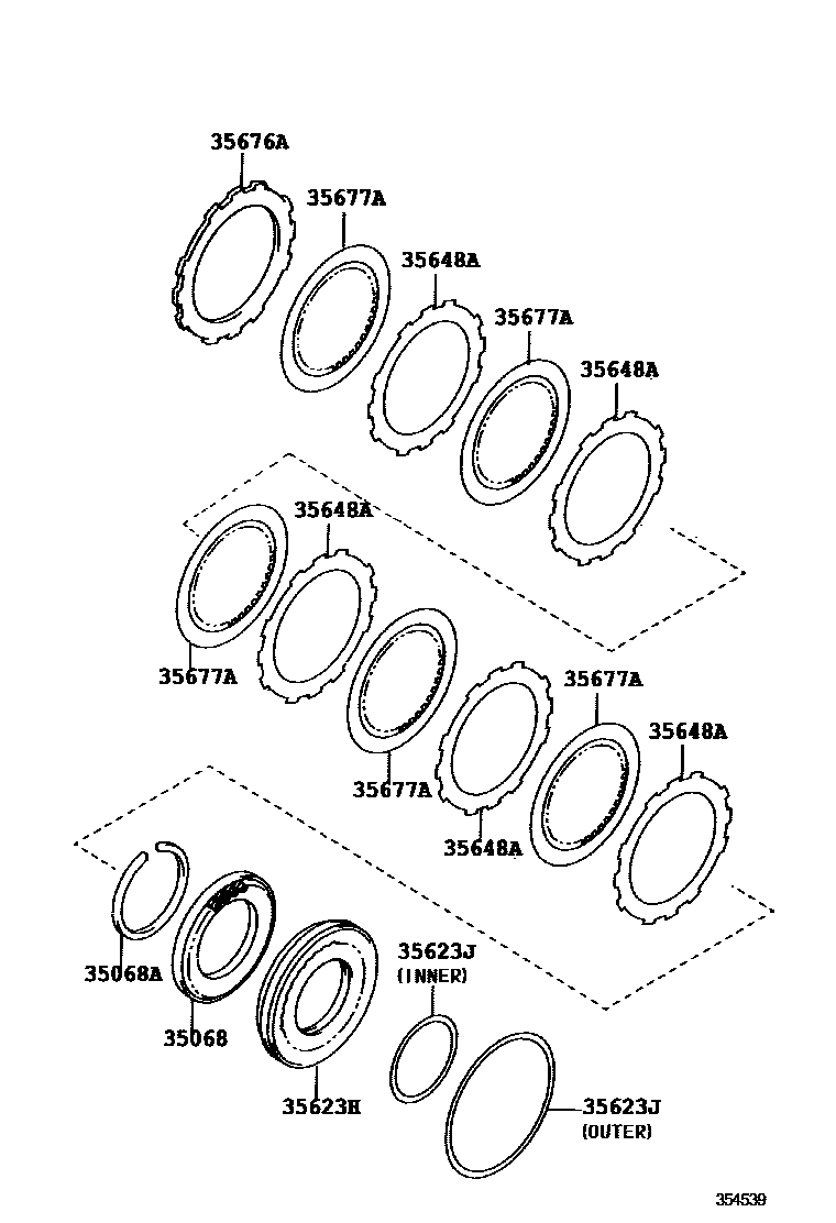 Toyota COROLLA 3号制动器、一档和倒档制动器(ATM) EPC diagram — 354539A