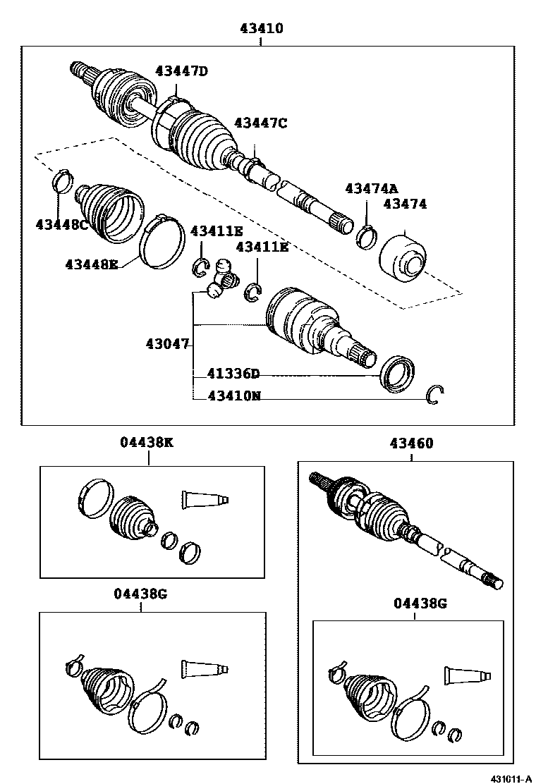 Toyota COROLLA Front Drive Shaft EPC diagram — 431011A