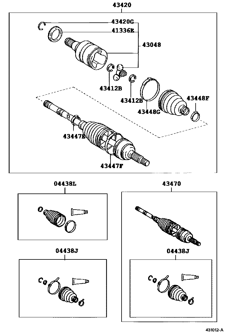 Toyota COROLLA Front Drive Shaft EPC diagram — 431012A