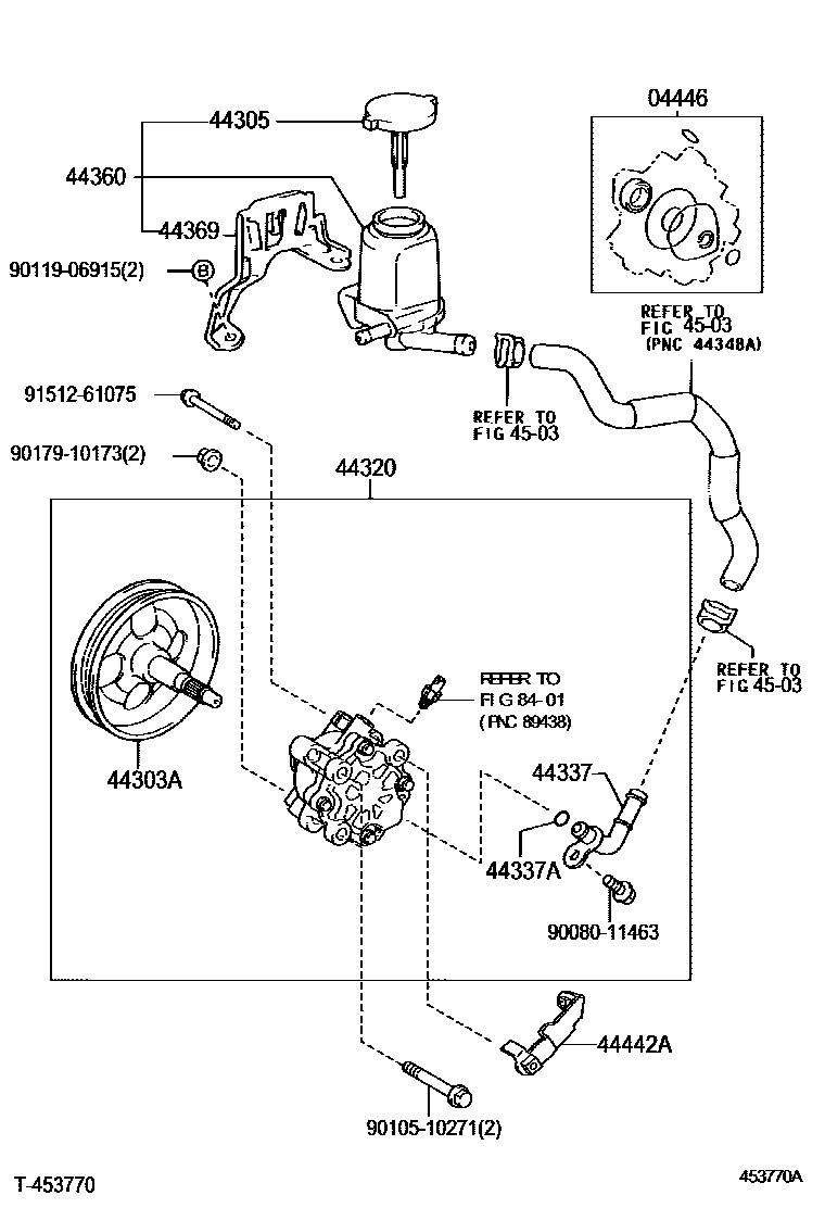 Toyota COROLLA 叶片泵和储油罐(动力转向) EPC diagram — 453770A