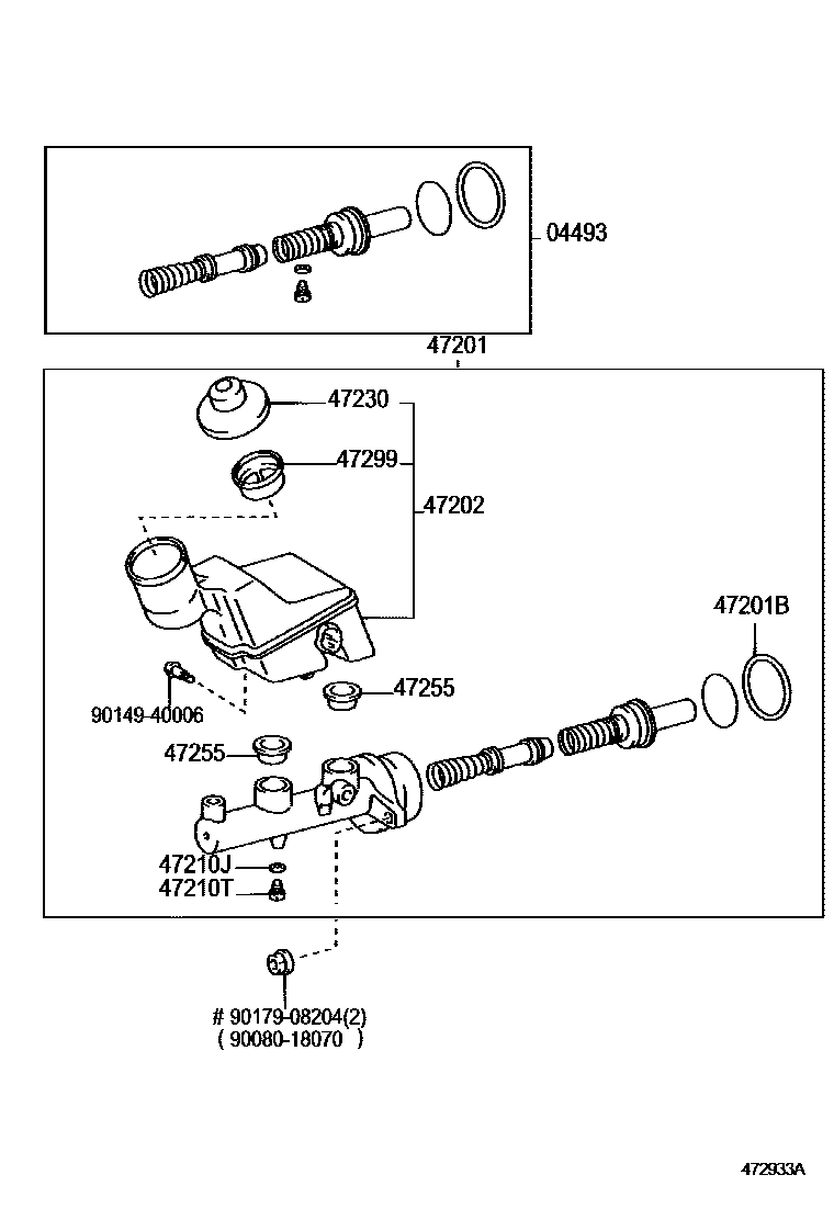 Toyota COROLLA 制动总泵 EPC diagram — 472993A