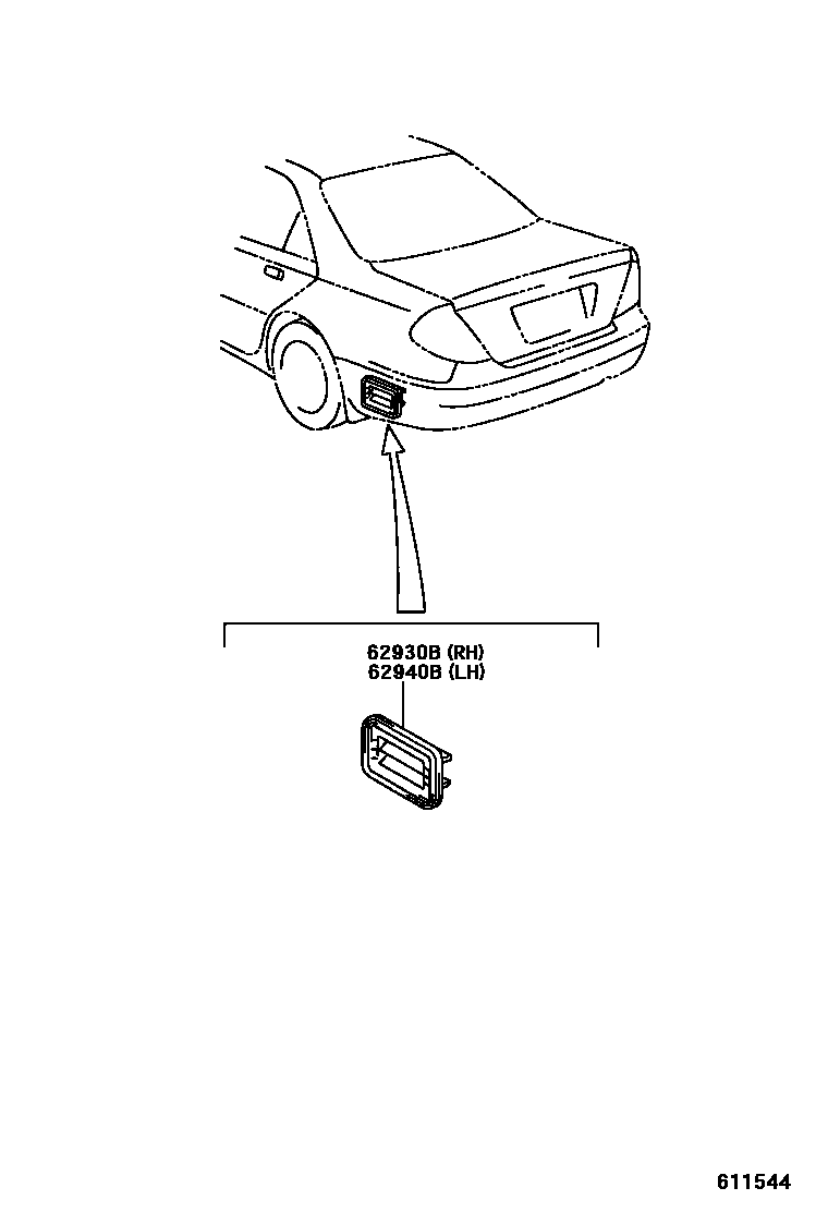 Toyota COROLLA 车侧通风装置 EPC diagram — 611544