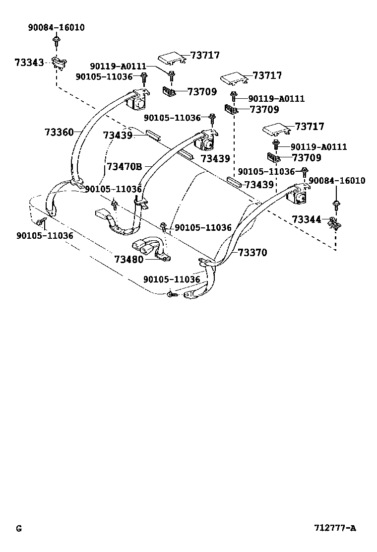 Toyota COROLLA 安全带和儿童保护座椅 EPC diagram — 712777A