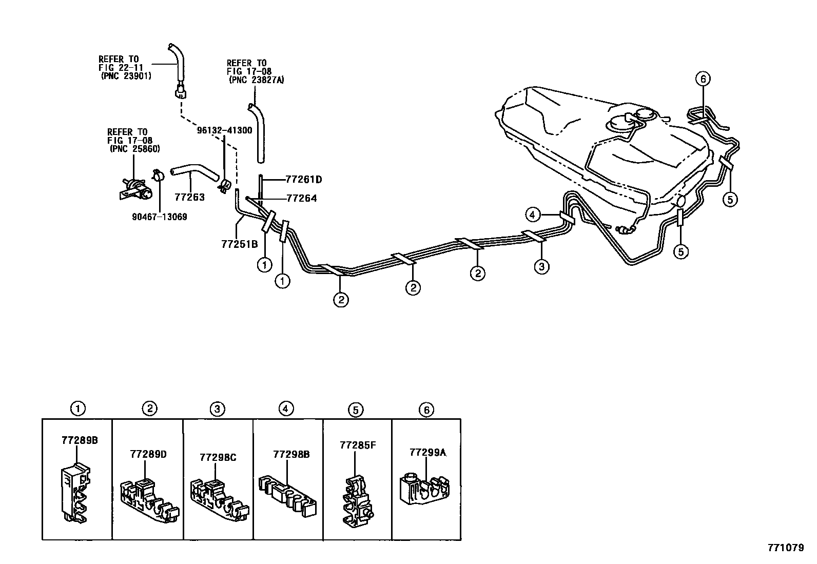 Toyota COROLLA 燃油箱和燃油管 EPC diagram — 771079