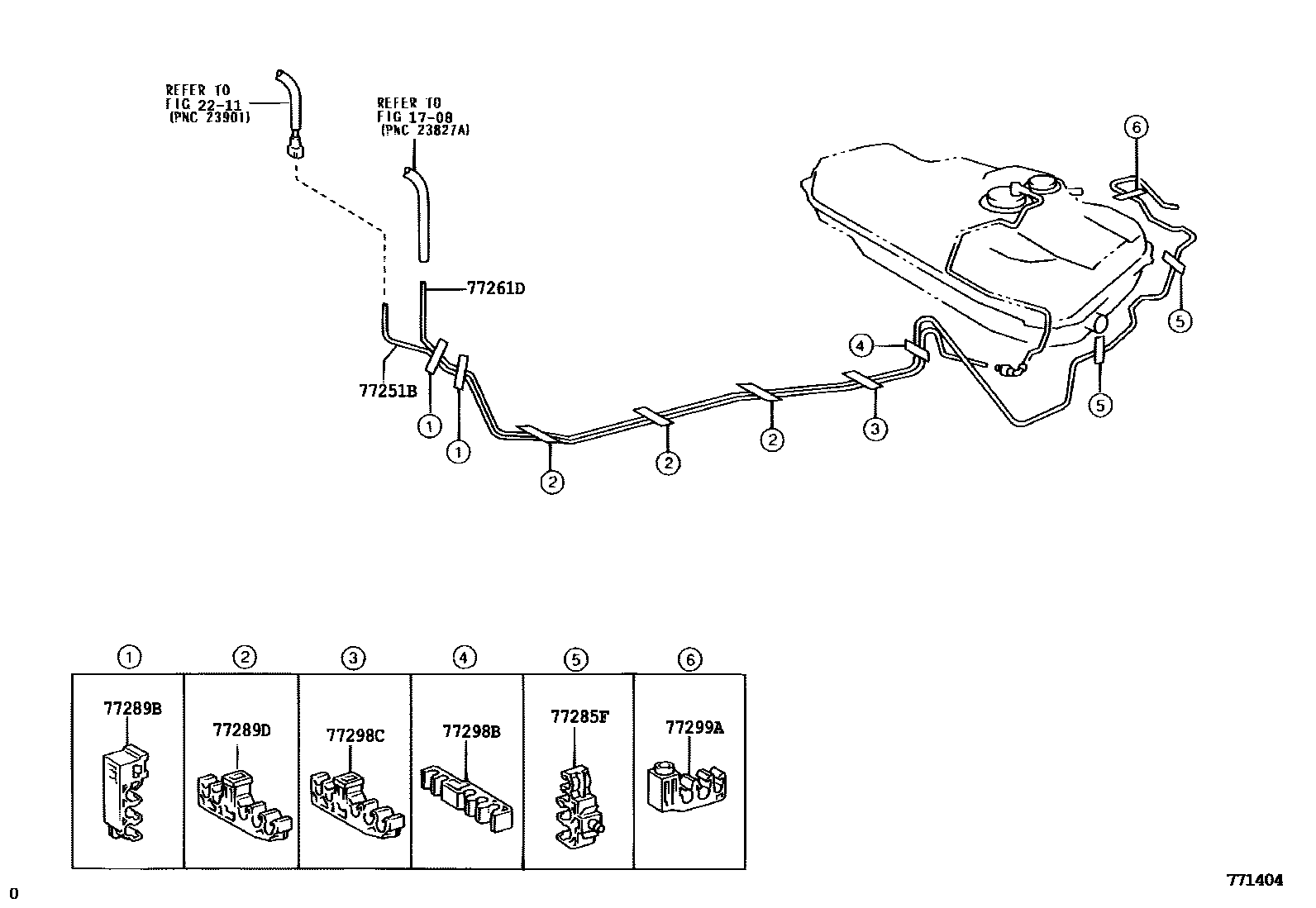 Toyota COROLLA 燃油箱和燃油管 EPC diagram — 771404