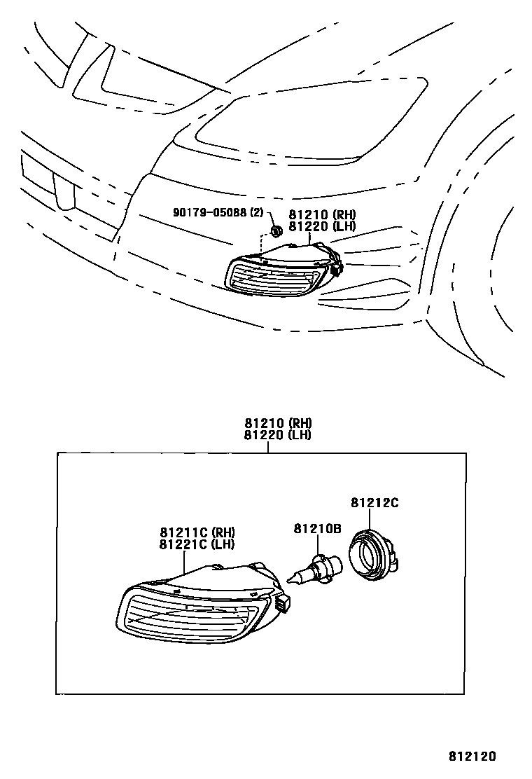 Toyota COROLLA Fog Lamp EPC diagram — 812120