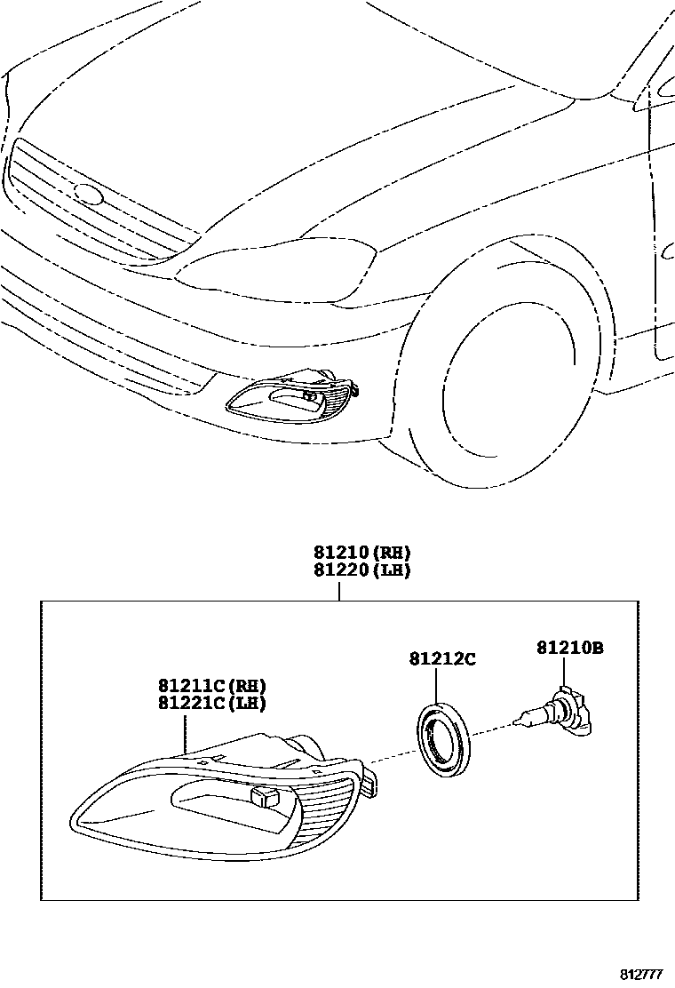 Toyota COROLLA Fog Lamp EPC diagram — 812777C