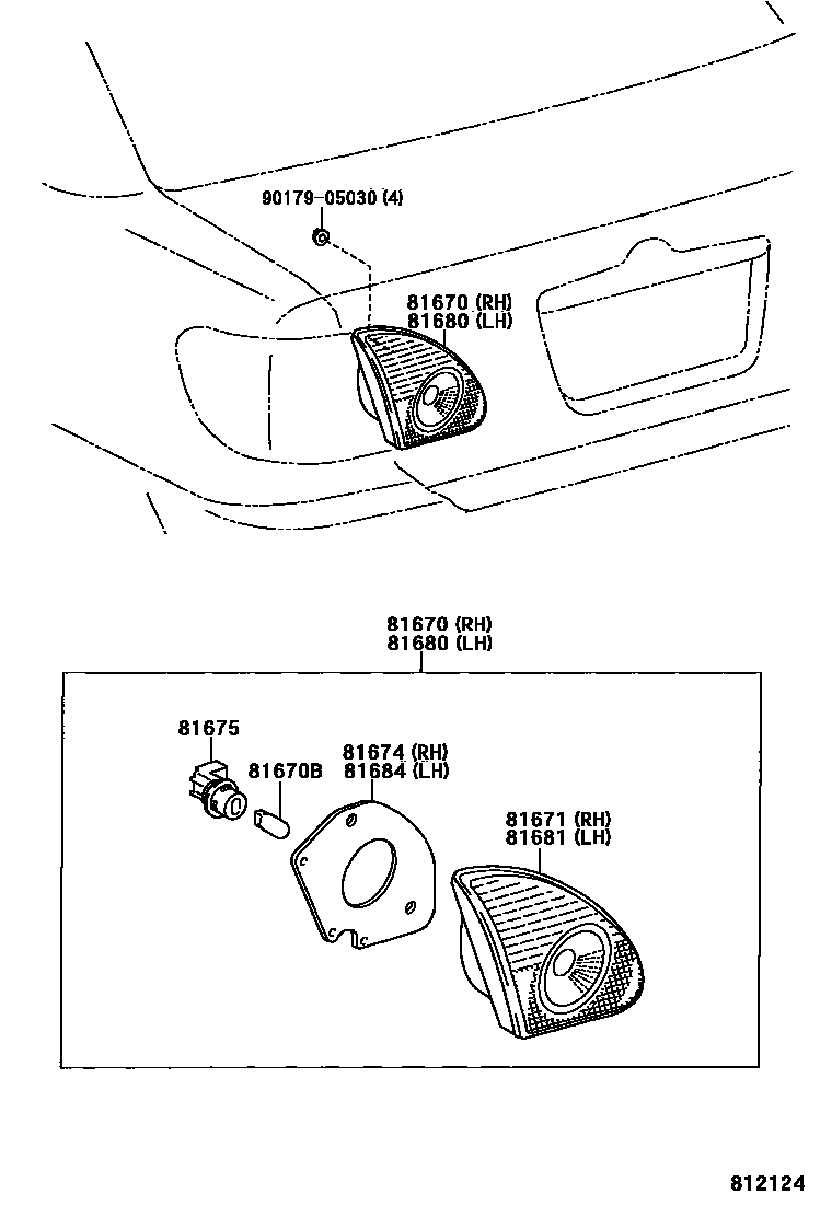 Toyota COROLLA 倒车灯 EPC diagram — 812124