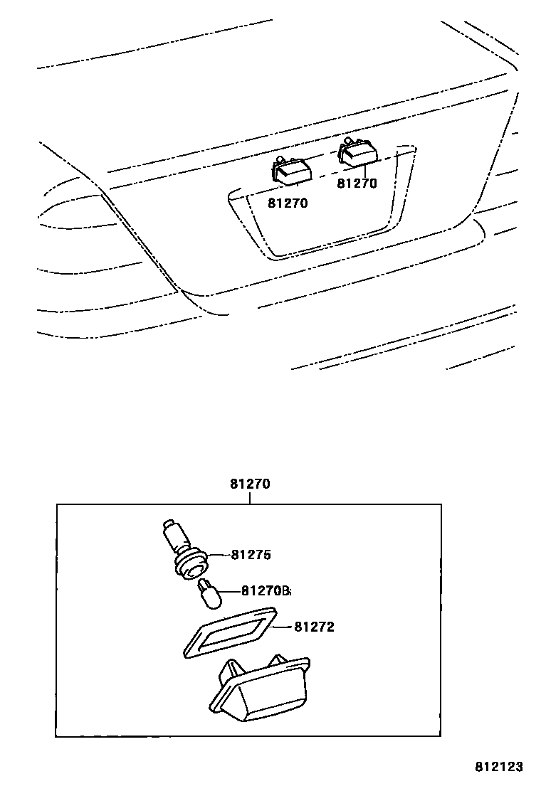 Toyota COROLLA 后牌照灯 EPC diagram — 812123