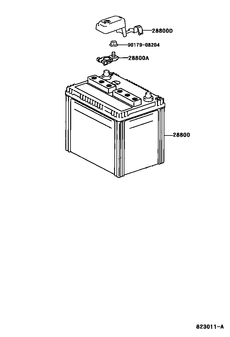 Toyota COROLLA 蓄电池和蓄电池电缆 EPC diagram — 823011A