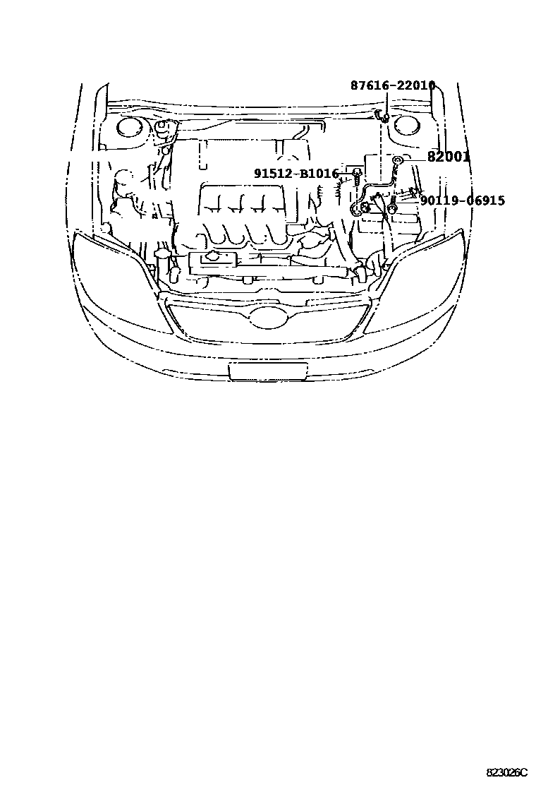Toyota COROLLA 线束和卡夹 EPC diagram — 823026C
