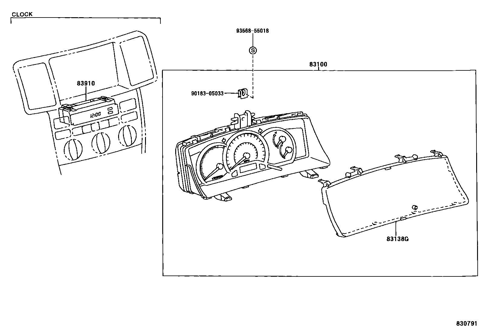 Toyota COROLLA 仪表 EPC diagram — 830791