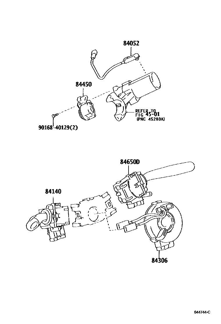Toyota COROLLA 开关和继电器和ECU EPC diagram — 844744C