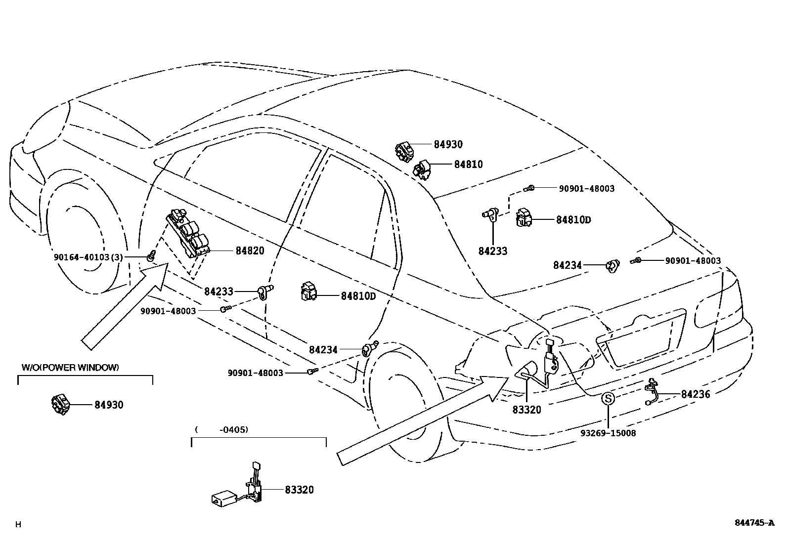 Toyota COROLLA 开关和继电器和ECU EPC diagram — 844745A