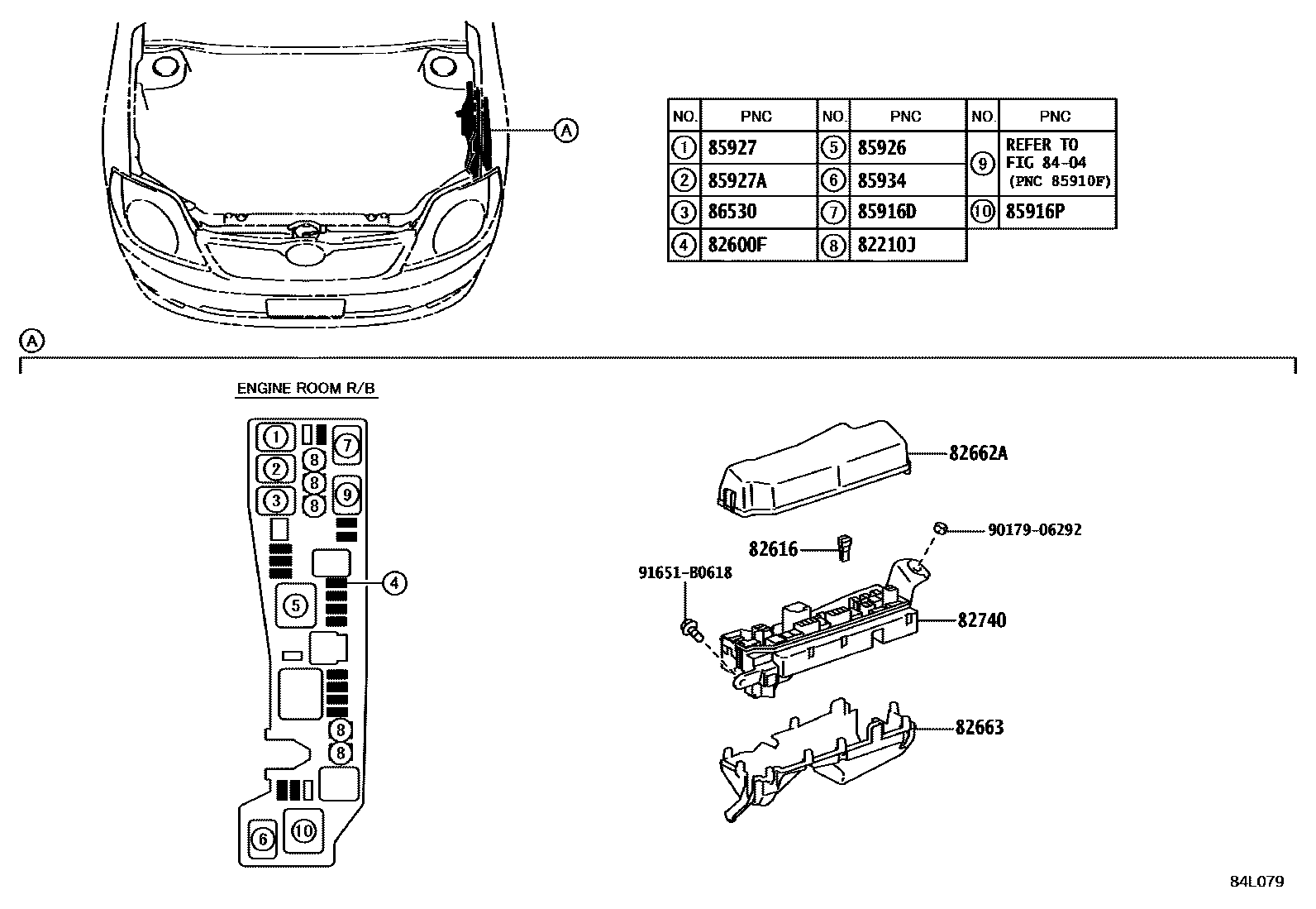 Toyota COROLLA 开关和继电器和ECU EPC diagram — 84L079